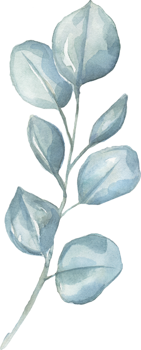 Watercolor Teal Leaf Stem